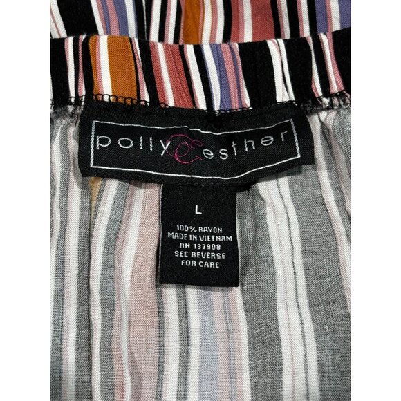 Wide Leg Striped High Waist Pants By Polly & Esther Size L - Picture 3 of 8